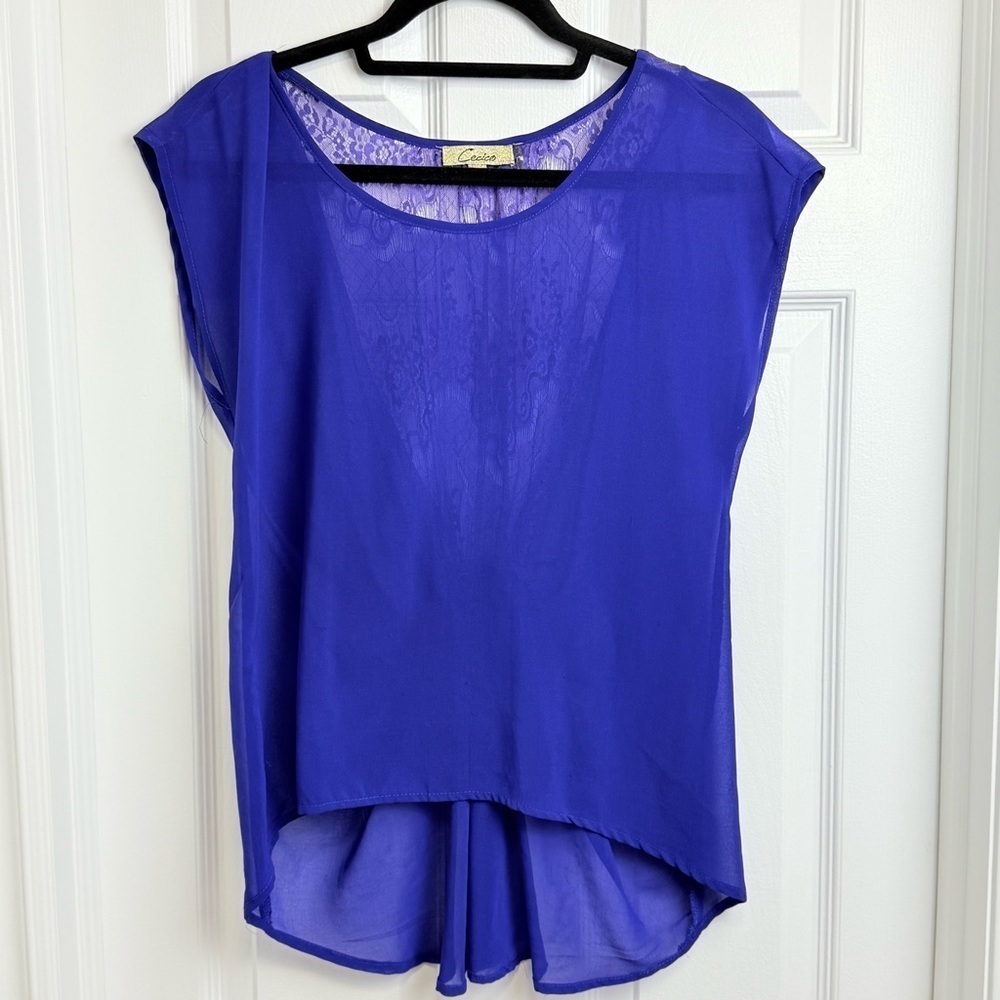 [CECICO] Sheer Royal Blue top - S